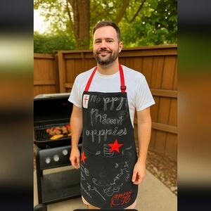 NWT Black & Red Apron Novelty Print Barbecue Fest New W/Tags▪